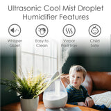 Crane .5 Gallon Drop 2.0 Cool Mist Humidifier for Nursery, With Night Light, Sound Machine