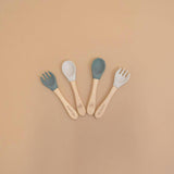 Silicone & Wooden Spoon & Spork Set
