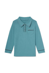 Jackson Long Sleeve Polo in Adriatic Blue