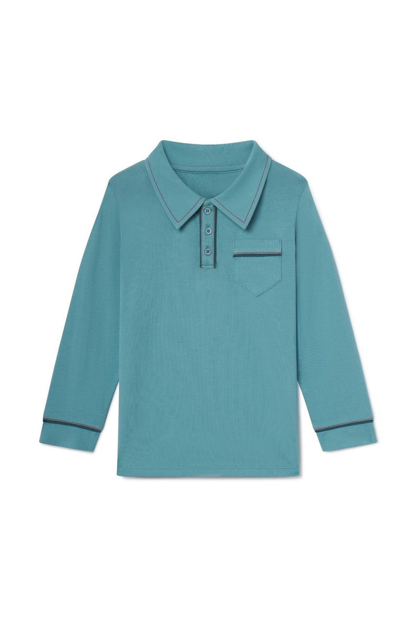 Jackson Long Sleeve Polo in Adriatic Blue