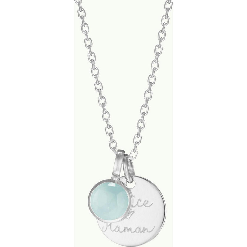 Personalized Message & Birthstone Necklace, Sterling Silver