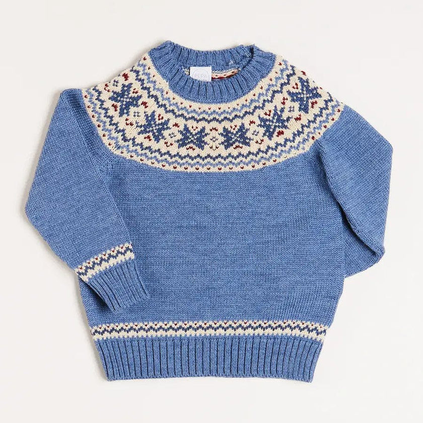 Classic Fair Isle Jumper in Blue (18mths-10yrs)