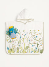 Children's Gift Set: Tropical Chinoiserie Swim Poncho and Violet the Peacock Knit Doll