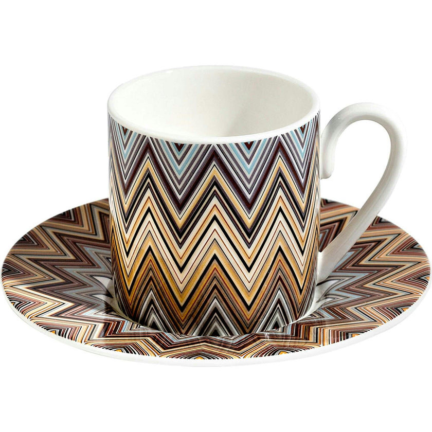 Coffee Cup & Saucer Zig Zag Set of 2 In Luxury Box Jarris 148 Diam. 2.3"