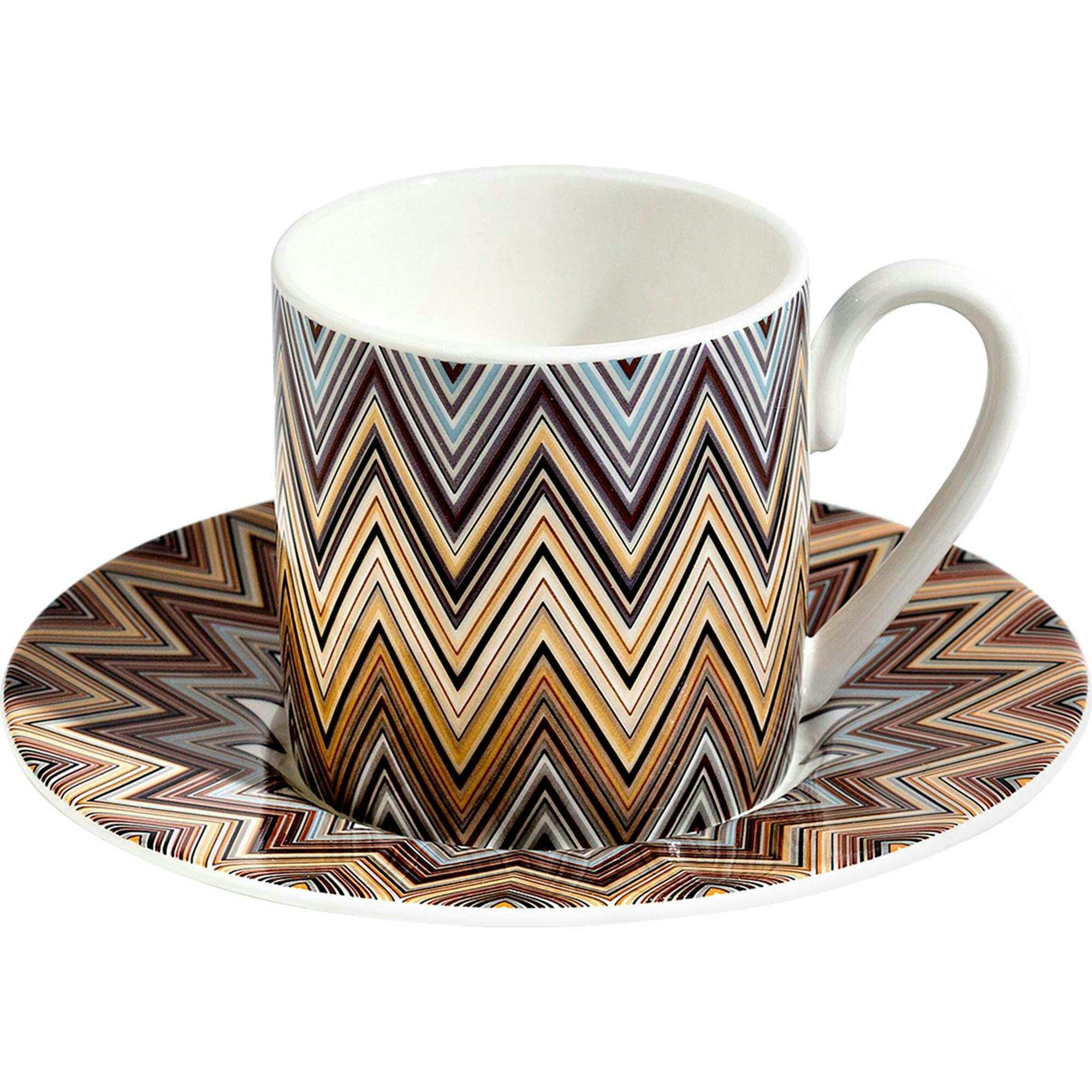 Coffee Cup & Saucer Zig Zag Set of 2 In Luxury Box Jarris 148 Diam. 2.3