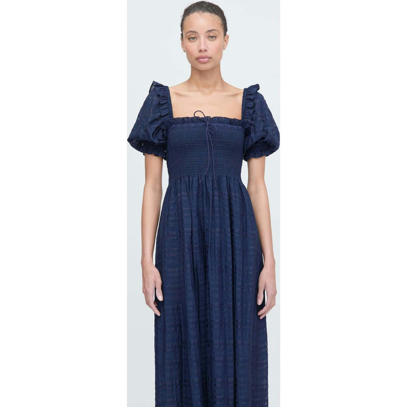 The Scarlett Nap Dress - Navy Sheer Plaid