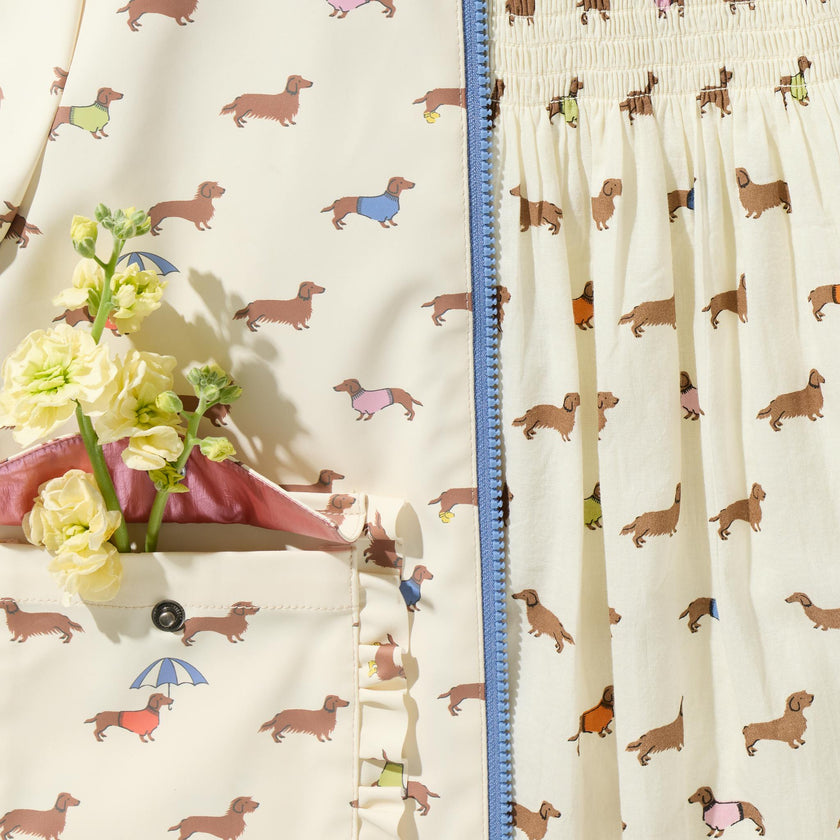 Girls Rafa Reversible Raincoat - Rainy Day Dachshunds