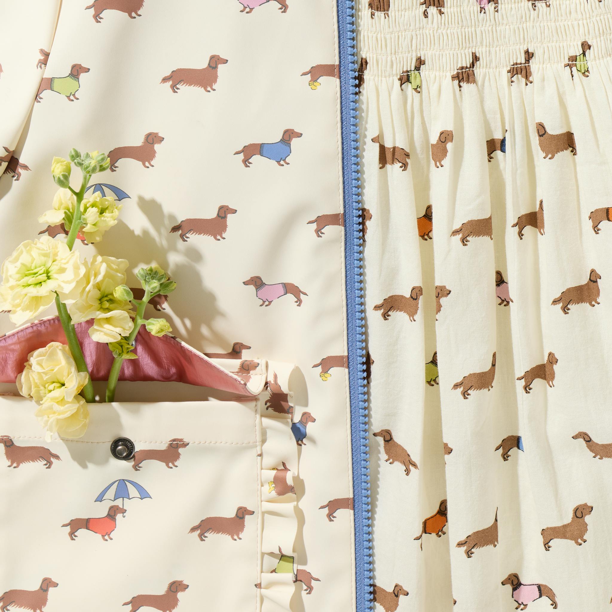 Girls Rafa Reversible Raincoat - Rainy Day Dachshunds