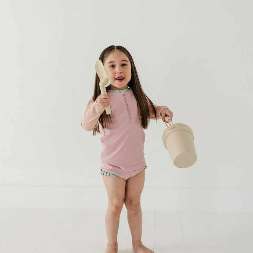 Girl's Zip Rash Guard Swimsuit