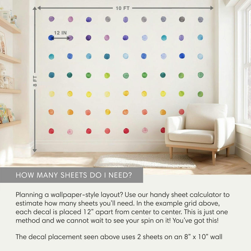 Watercolor Dots • Rainbow • Small • Peel-and-Stick Wall Decals