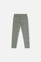 Organic Cotton Leggings Green Floral Print