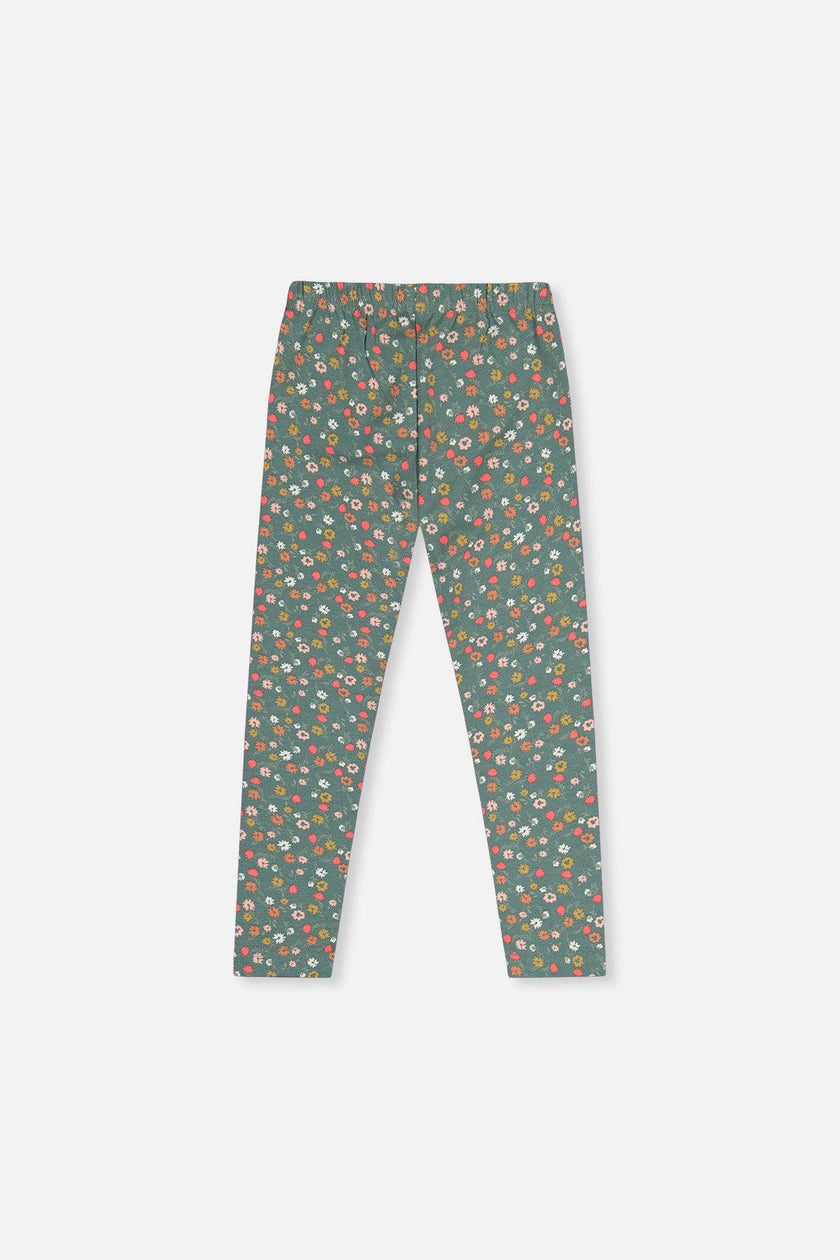 Organic Cotton Leggings Green Floral Print
