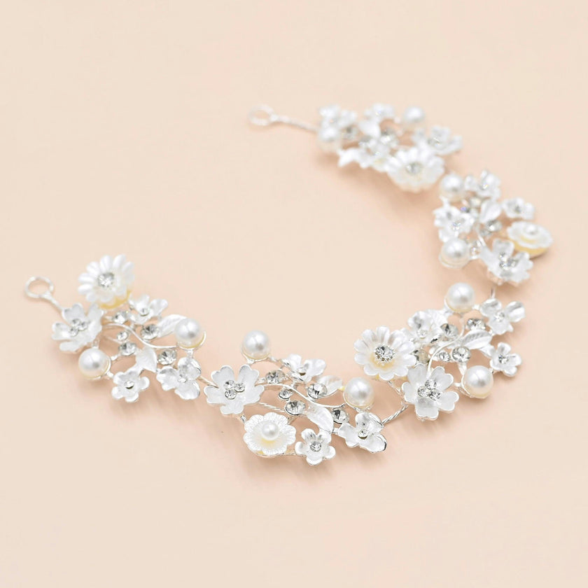 Crystal White Floral Garland Hair Vine