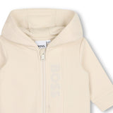 Beige Logo Baby Hooded Onesie
