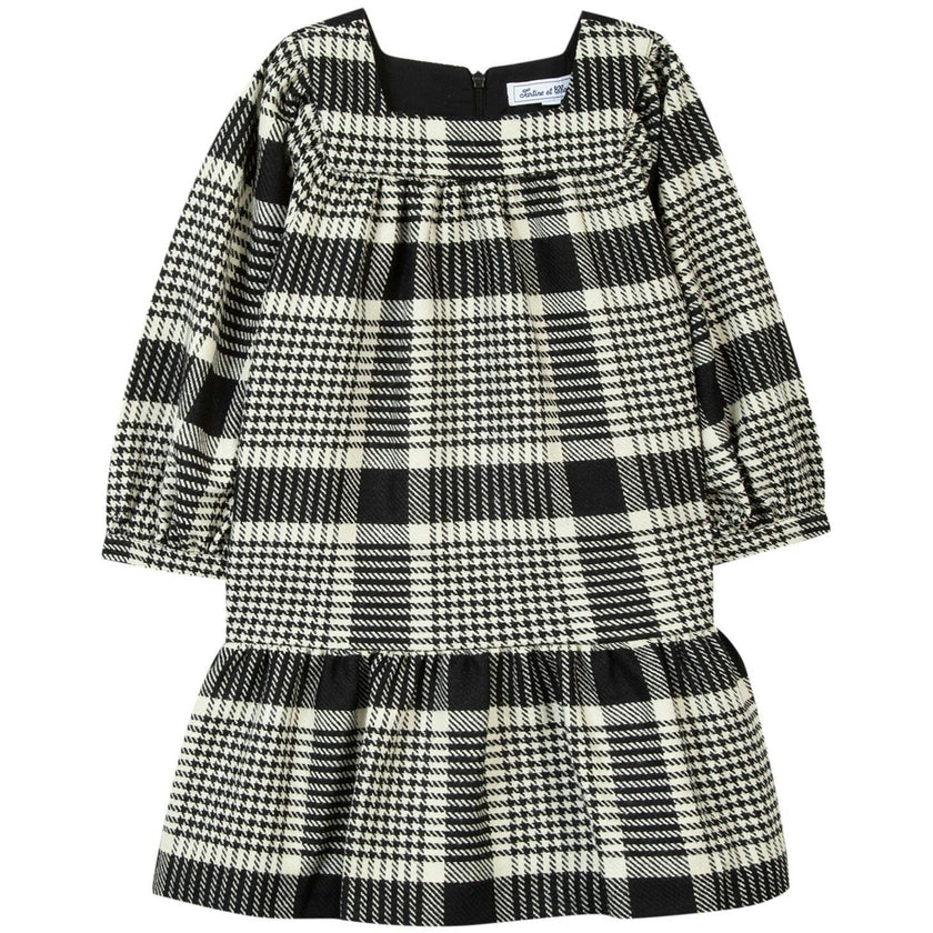 Retro Houndstooth Cotton-Blend Dress