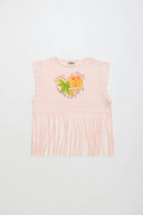BIRDS FRINGE TOP BLUSH