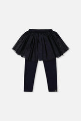 Leggings With Integrated Tulle Skirt Dark Blue