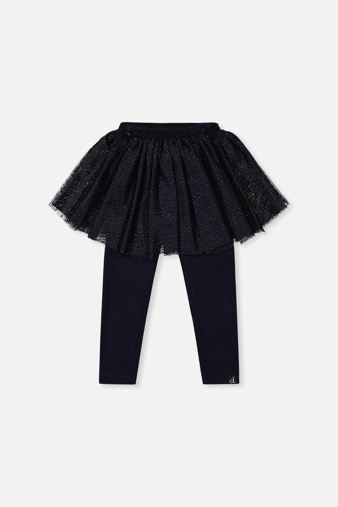 Leggings With Integrated Tulle Skirt Dark Blue