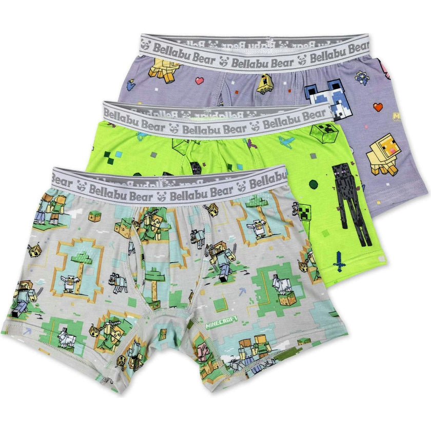 Minecraft Bamboo Boys' Boxer Brief Underwear 3-Pack