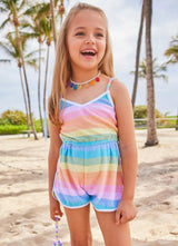 Pastel Ombré Beaded Hearts Sleeveless Romper