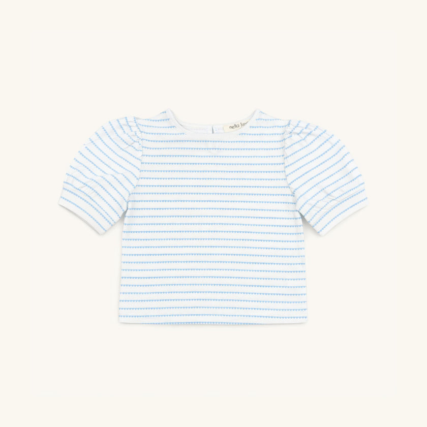 Puff Sleeve Tee in Blue Heart Stripe