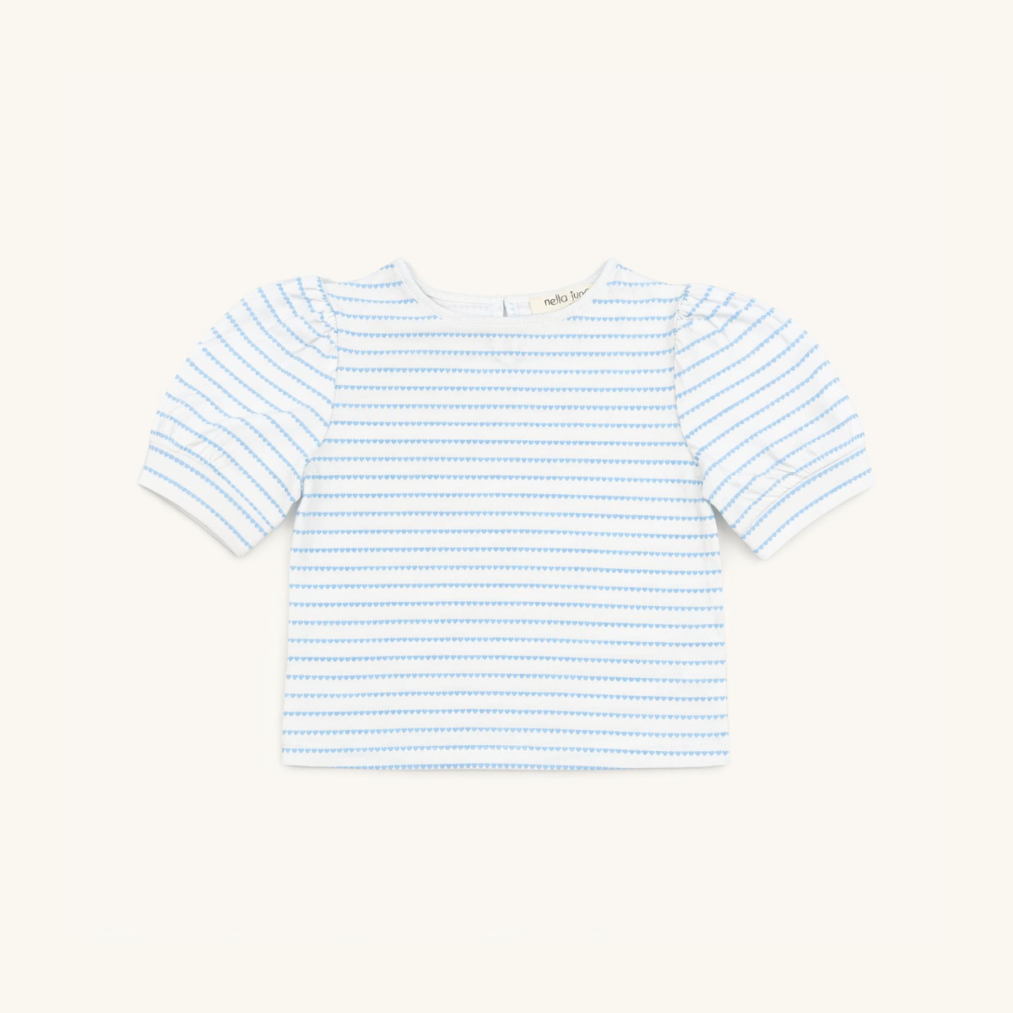Puff Sleeve Tee in Blue Heart Stripe