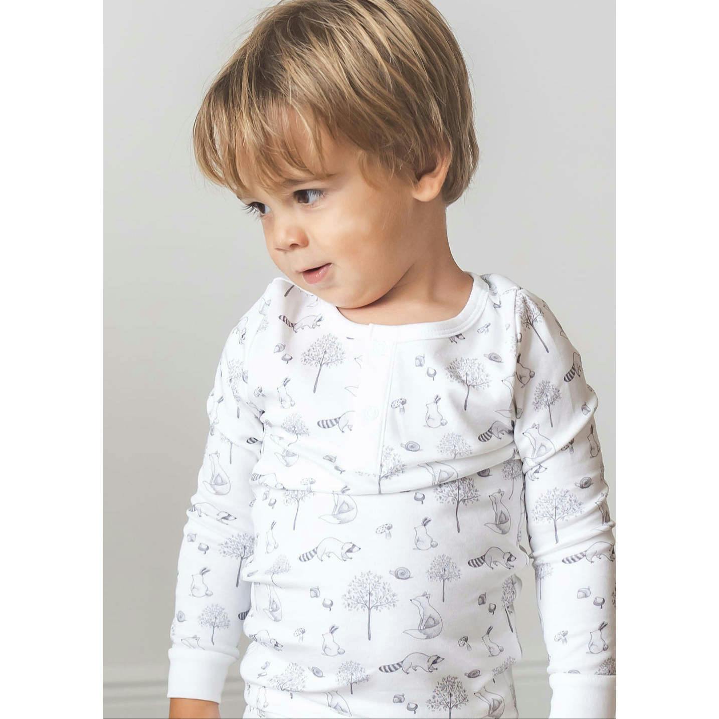 Gray Raccoon Pima Long Pajama Set