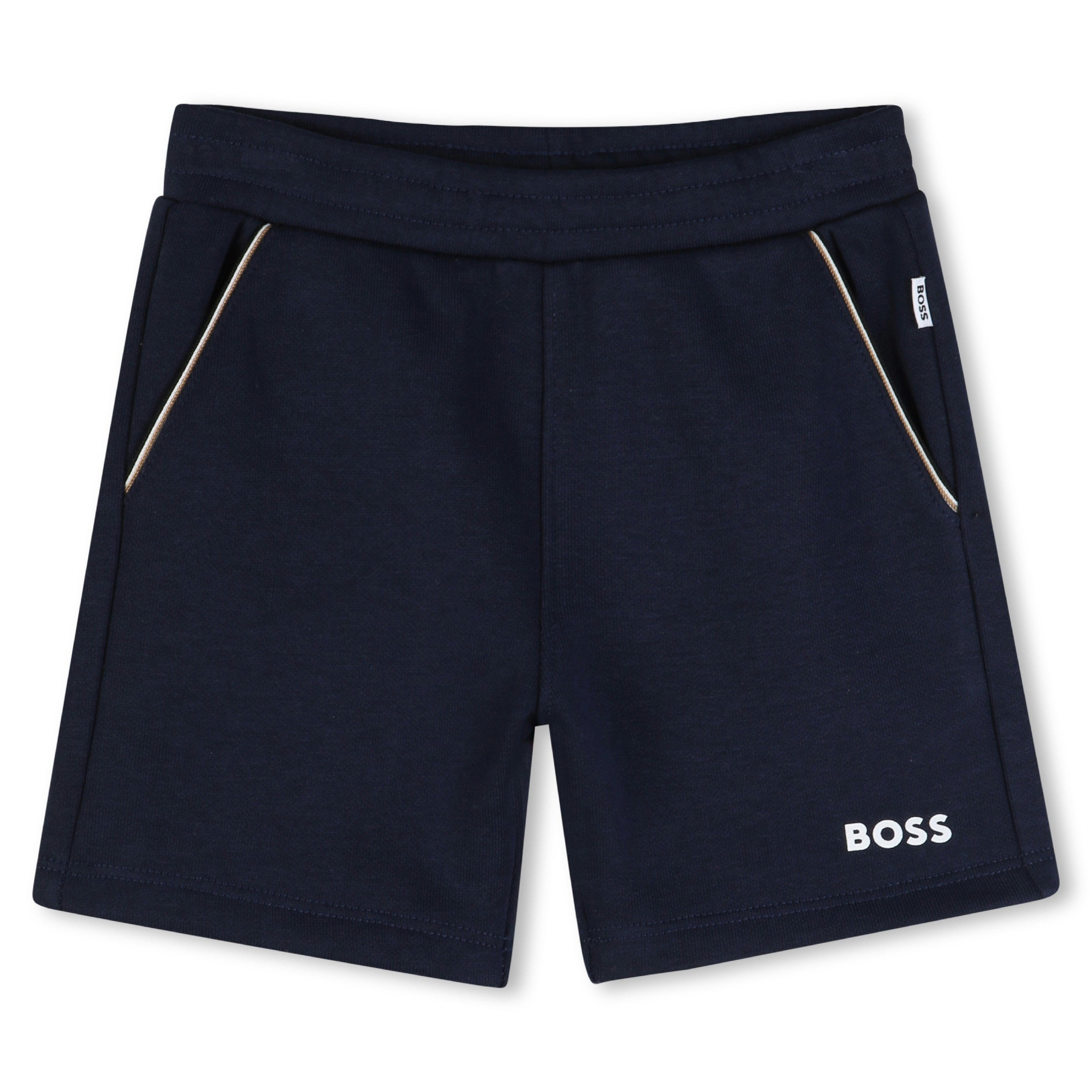 White & Navy Graphic Short Set