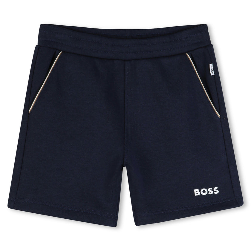 White & Navy Graphic Short Set