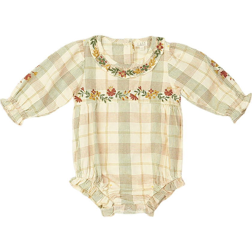 Baby Juniper Embroidered Ruffle Collar Long Sleeve Romper