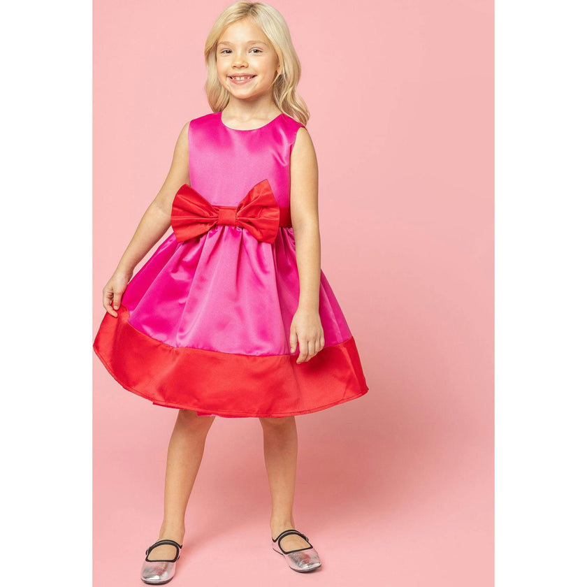 Florence Bow Satin Girls Party Dress