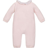Organic Ruffle Collar Button Front Sweater Romper, Pink
