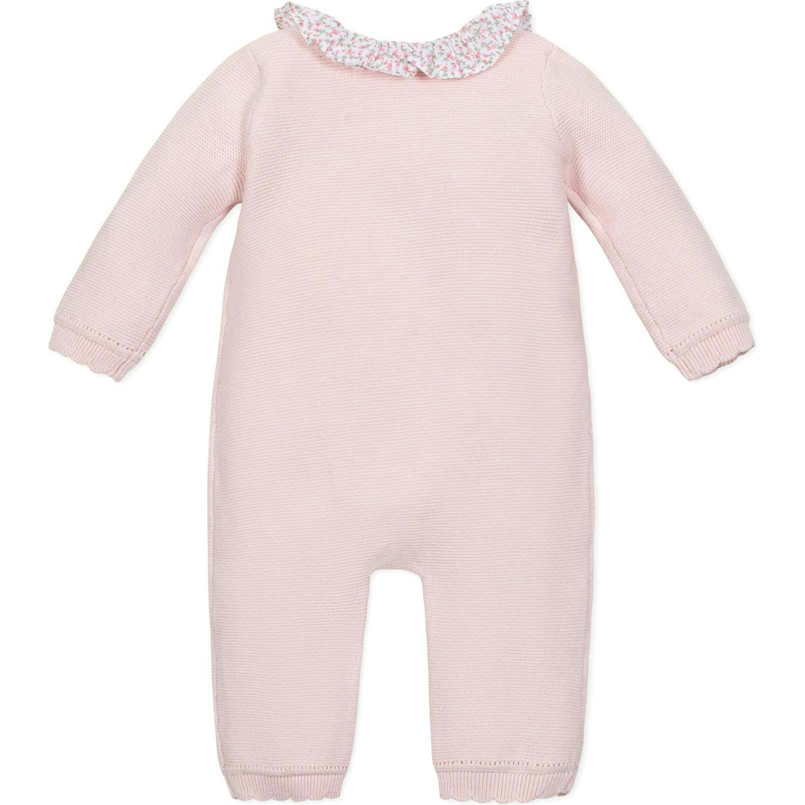 Organic Ruffle Collar Button Front Sweater Romper, Pink