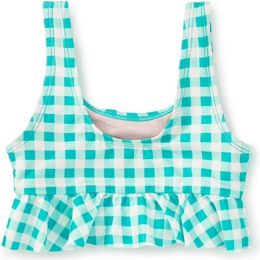 Ruffle Tankini Swim Top, Green