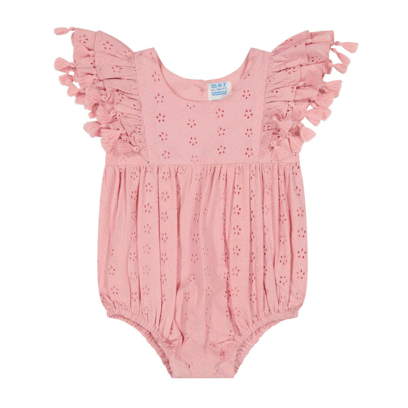 Anna Baby Romper Blush Pink Eyelet, Blush Pink Eyelet