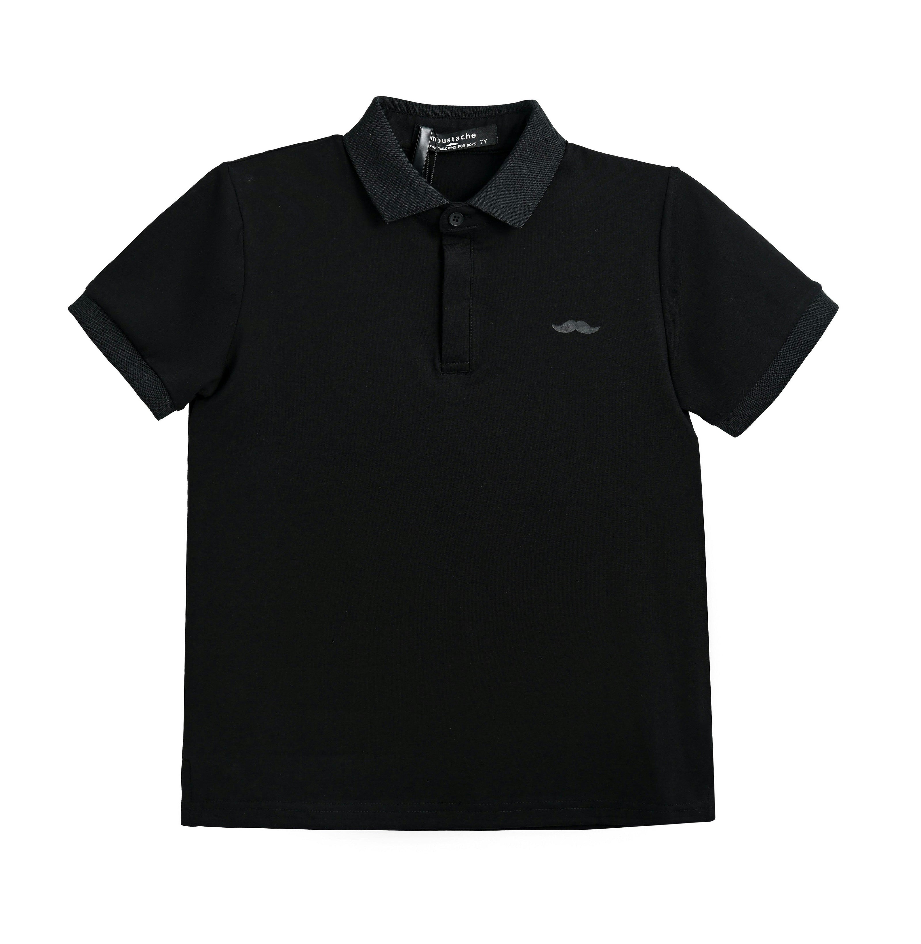Black Polo Shirt with Grey Trim