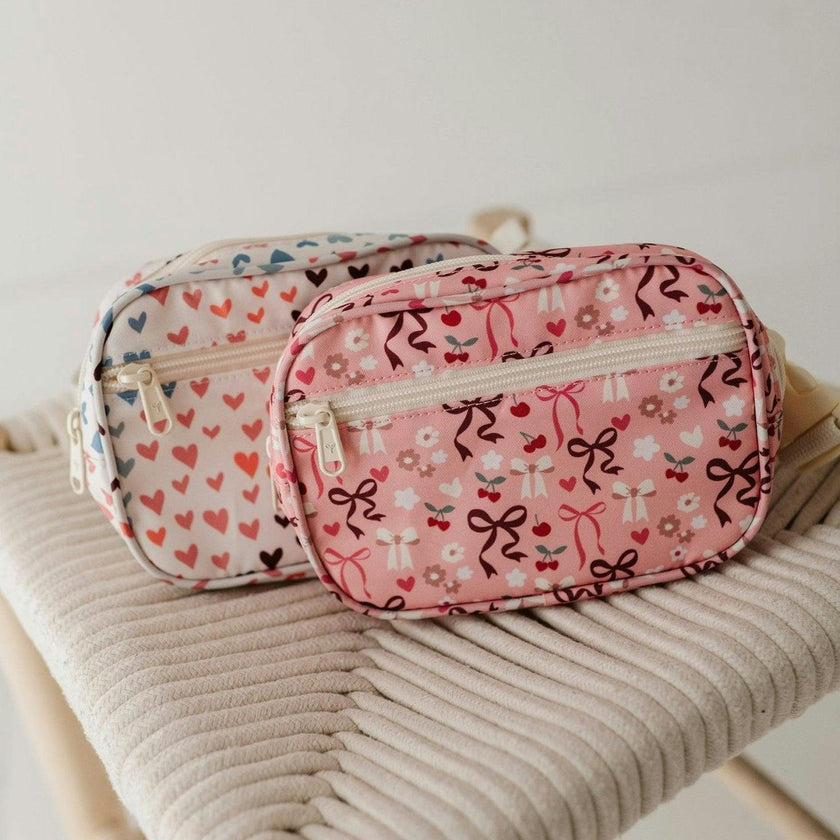 Girls Mini Belt Bag in Cherry Hearts