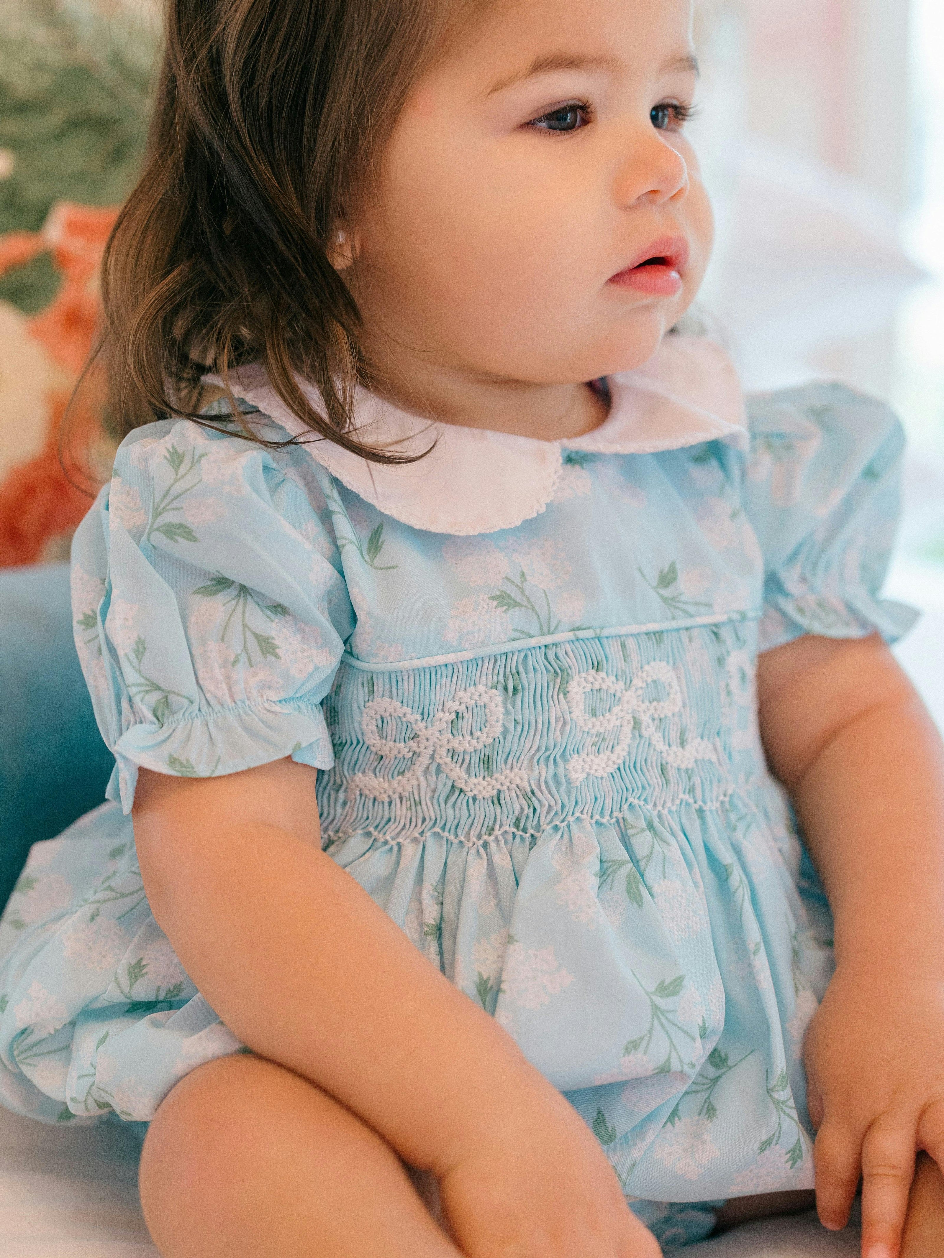 Collared Hydrangea Smocked Bubble (FINAL SALE)
