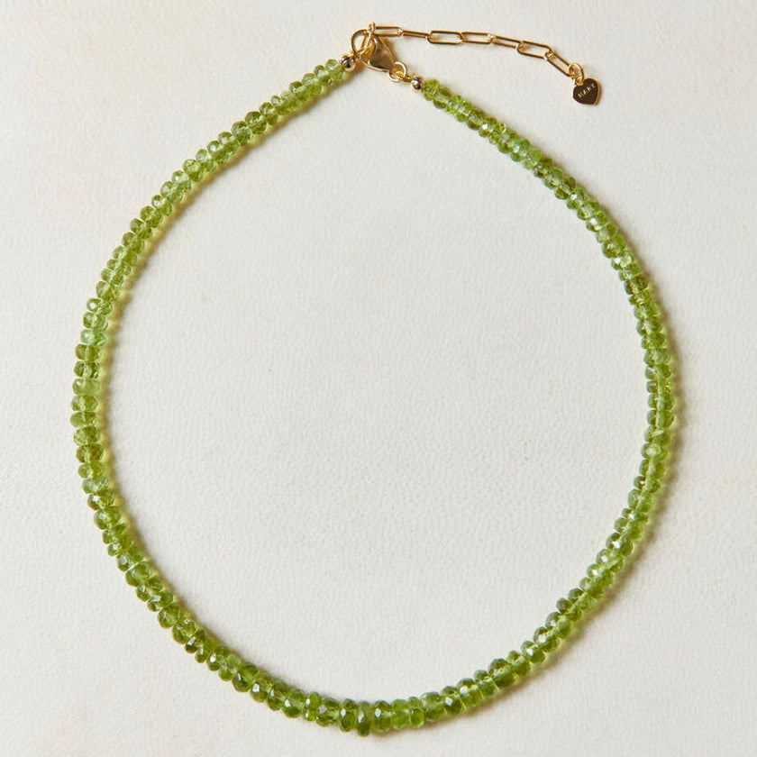 Small Green Peridot Gemstone Necklace