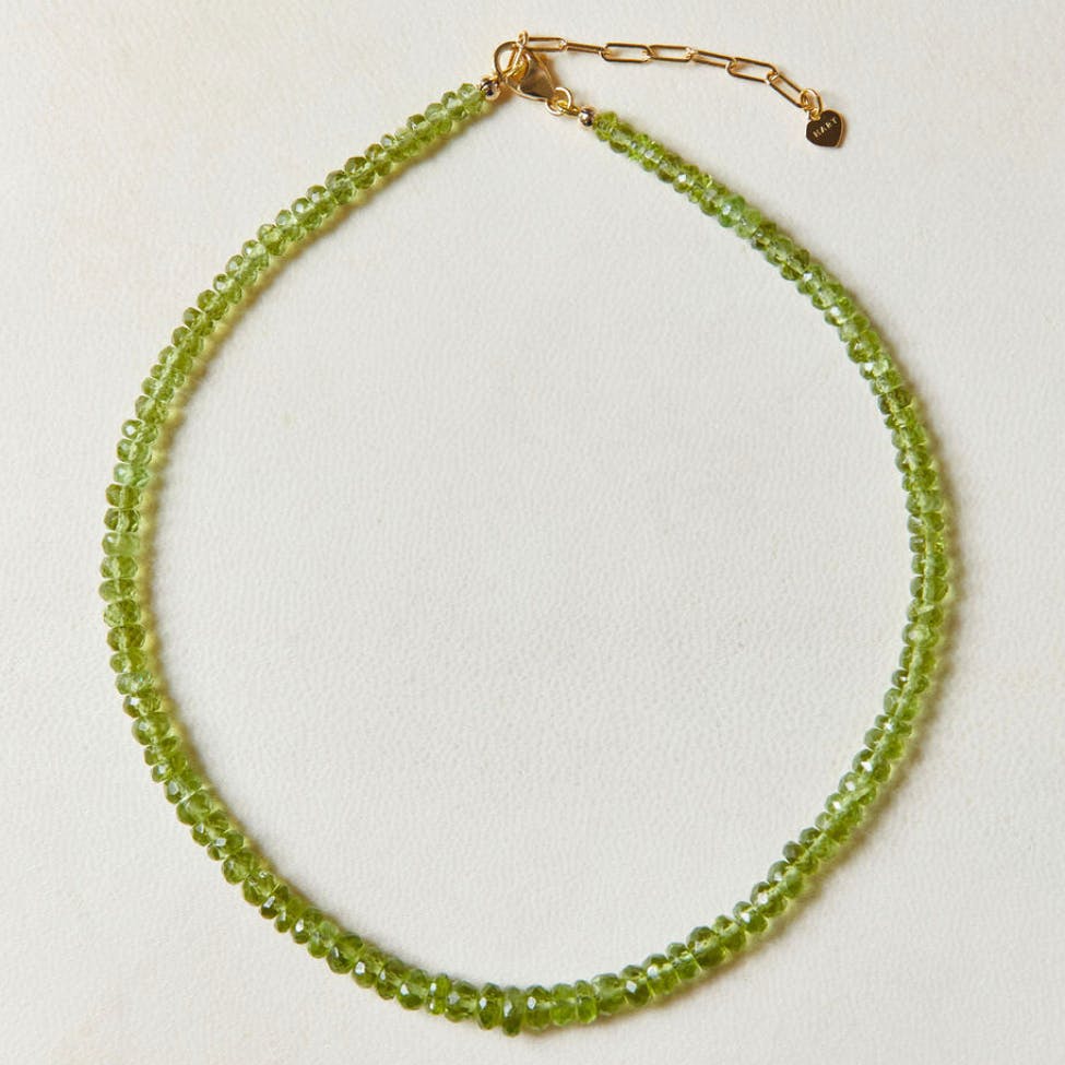 Small Green Peridot Gemstone Necklace