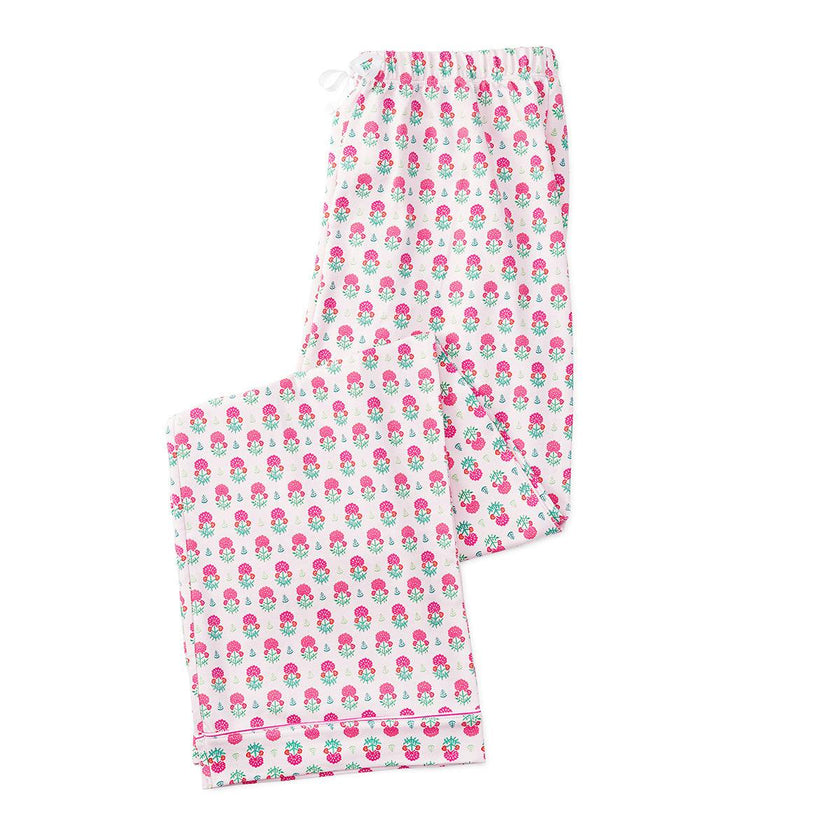 Geranium Block Women’s Button Front Long Pajama Set