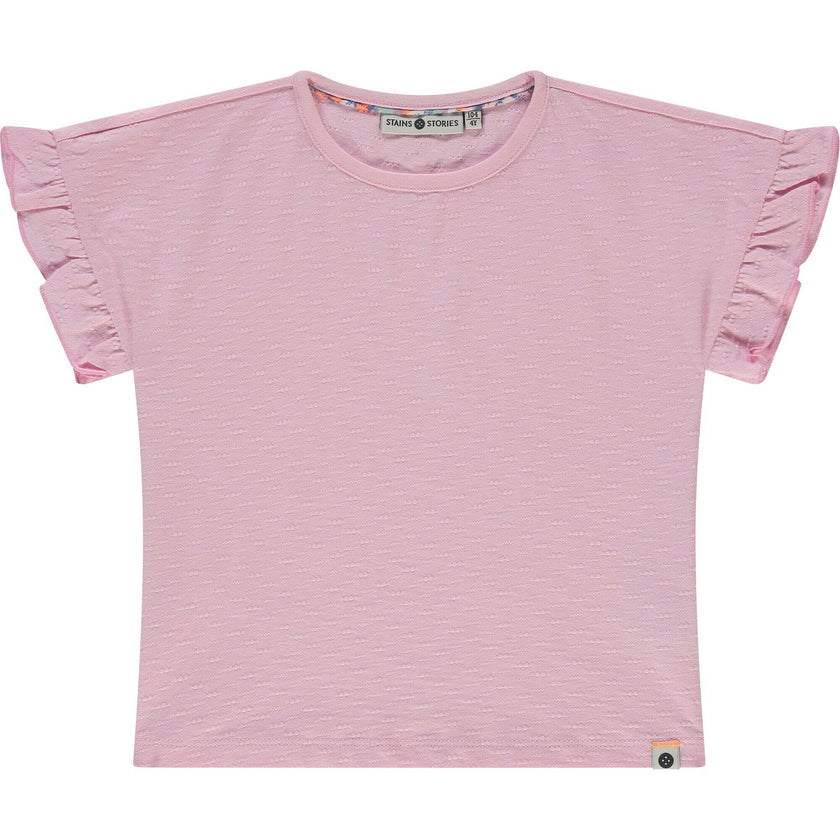 Ruffle Sleeve Short Sleeve T-Shirt
