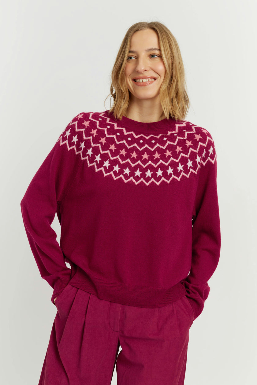 Wool Cashmere Star Yoke Sweater