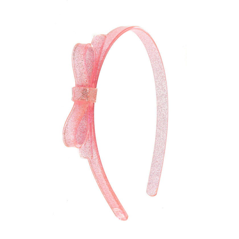 Thin Bow Glitter Light Pink Headband