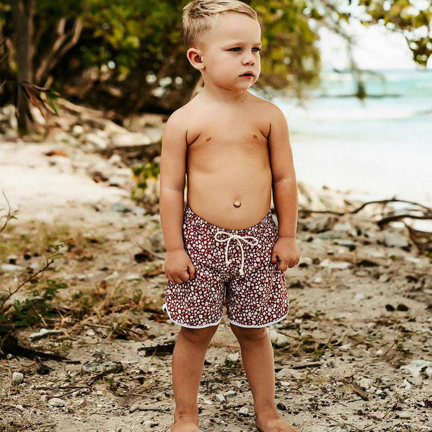 Rupert Swim Shorts Terracotta Shell Print