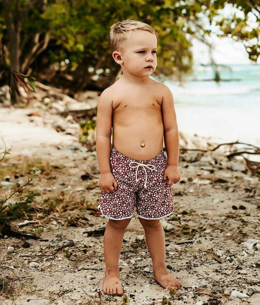 Rupert Swim Shorts Terracotta Shell Print