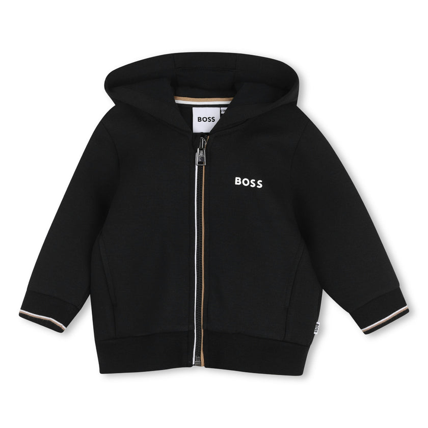Black Zip-Up Tracksuit Set