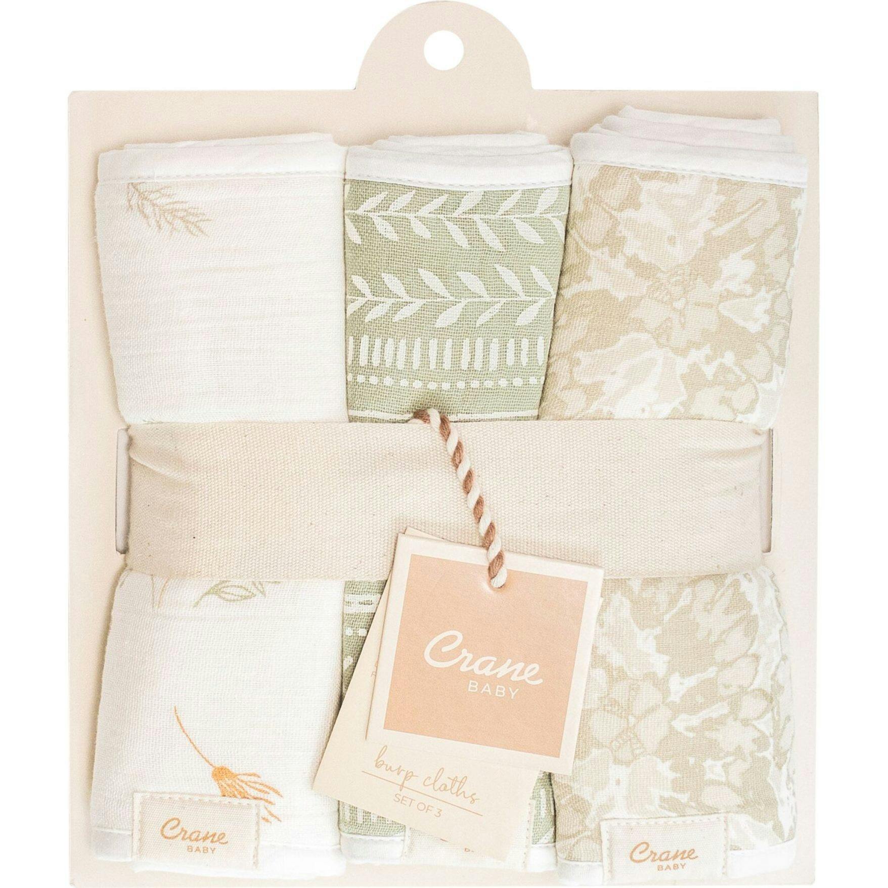 Willow 3-pc. Newborn Burp Cloth Set (Neutral Leaf)