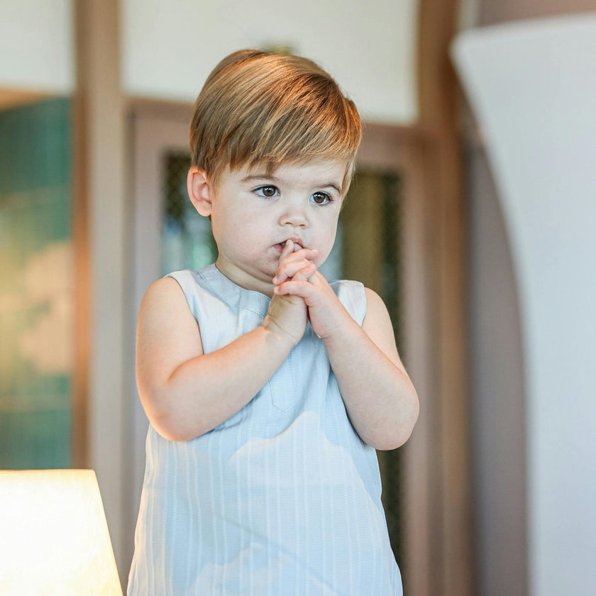 Striped Faux Tab Boys Romper