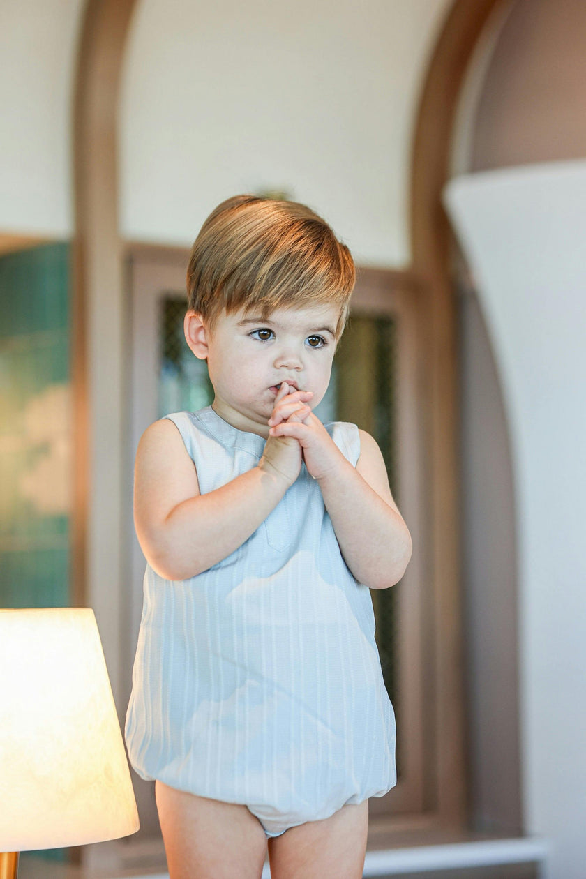 Striped Faux Tab Boys Romper